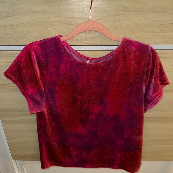 Free People Velour Pink Tshirt - Picture 1 of 3